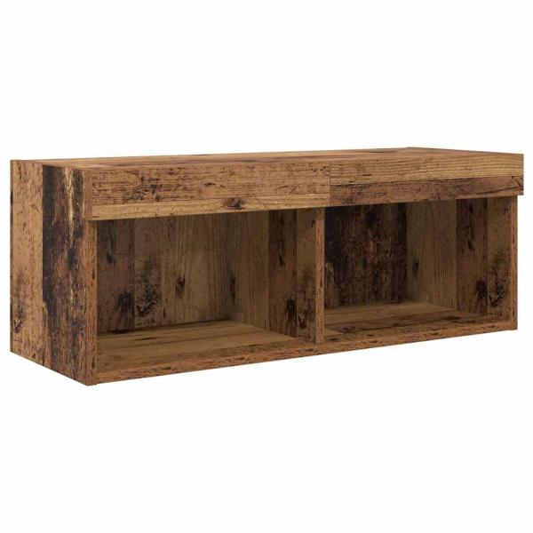 TV-Wandgeräte mit LED-Lichtleisten 4 pcs Altholz Holzwerkstoff