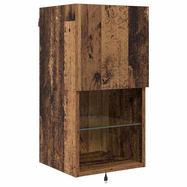 TV-Wandgeräte mit LED-Lichtleisten Altholz Holzwerkstoff