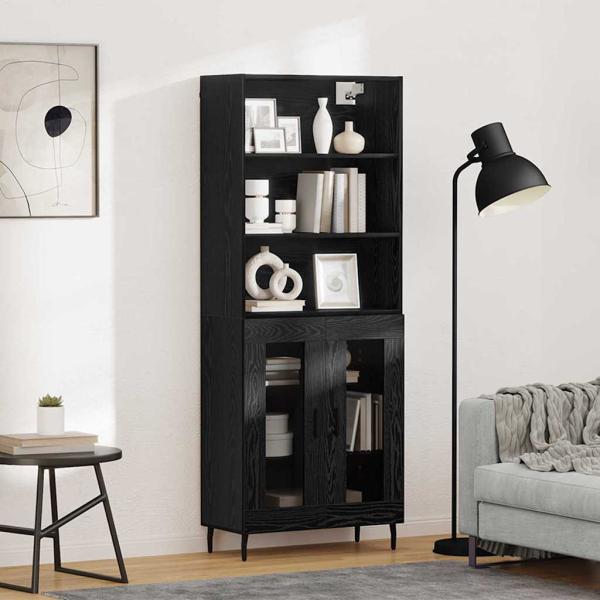ARDEBO.de - Highboard Schwarz Eichen-Optik 69,5 x 34 x 180 cm