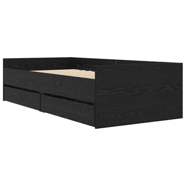 Bettrahmen mit Schubladen Schwarz Eichen-Optik 90 x 200 cm