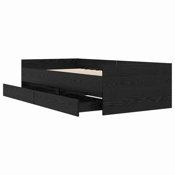 Bettrahmen mit Schubladen Schwarz Eichen-Optik 90 x 200 cm