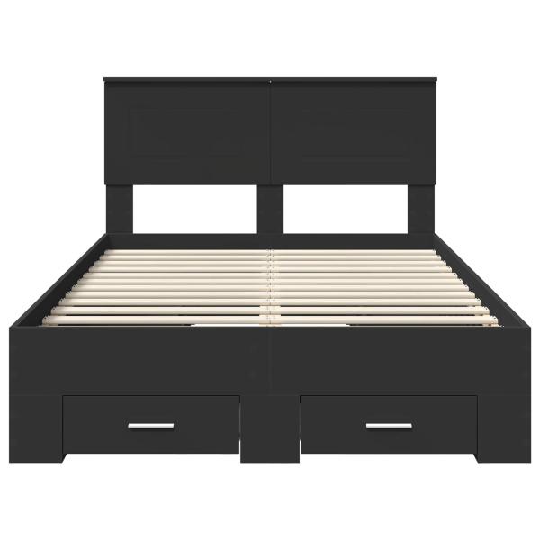 Bettrahmen mit Kopfteil Schwarz 120 x 190 cm Holzwerkstoff