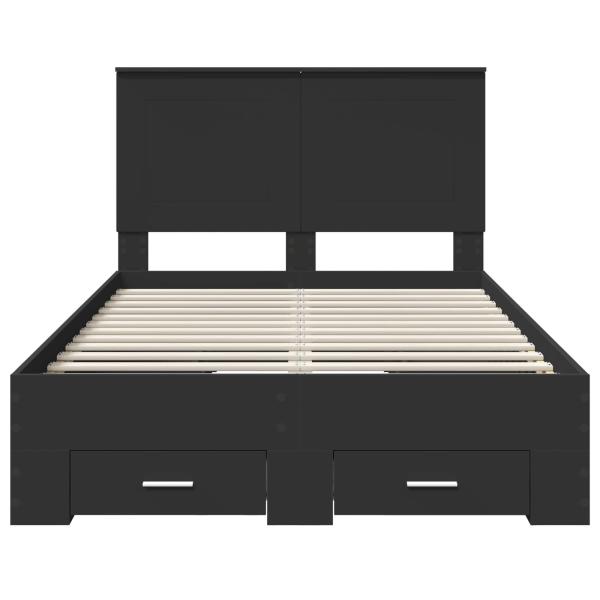 Bettrahmen mit Kopfteil Schwarz 135 x 190 cm Holzwerkstoff