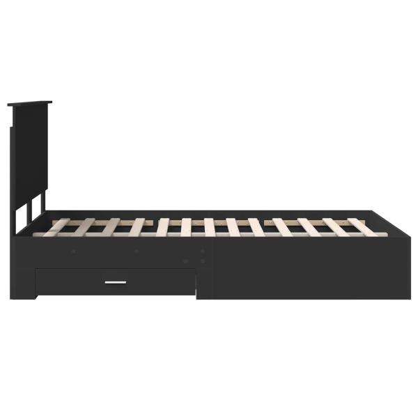Bettrahmen mit Kopfteil Schwarz 135 x 190 cm Holzwerkstoff