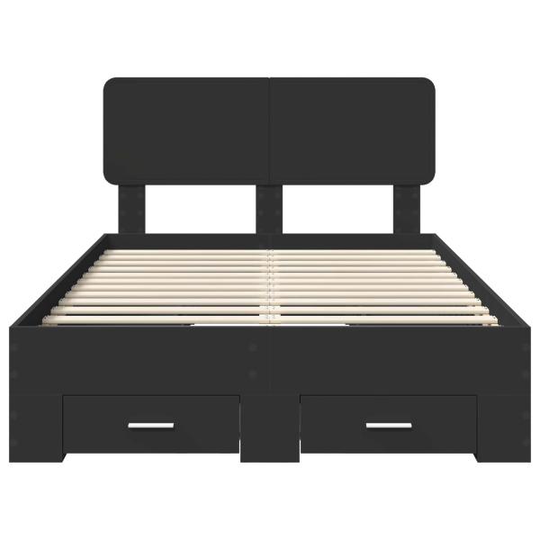 Bettrahmen mit Kopfteil Schwarz 135 x 190 cm Holzwerkstoff
