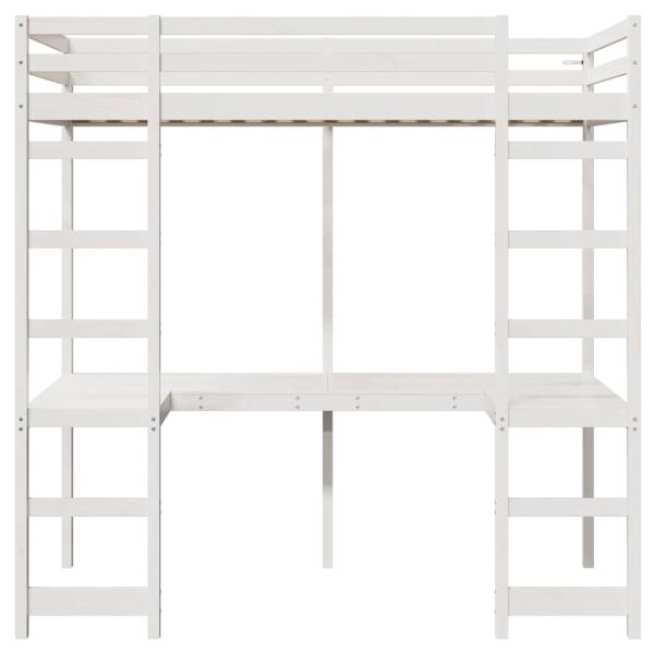 Hochbettrahmen Weiß 80 x 200 cm Massives Kiefernholz