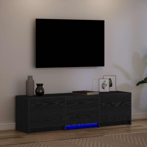 Fernsehschrank mit LED Schwarze Eiche 140 x 34 x 40 cm