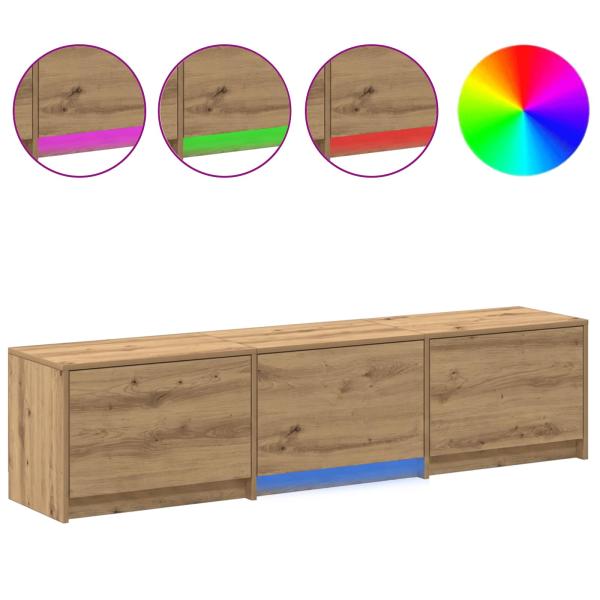 Fernsehschrank mit LED 165 x 34 x 40 cm Kunsthandwerk Eiche