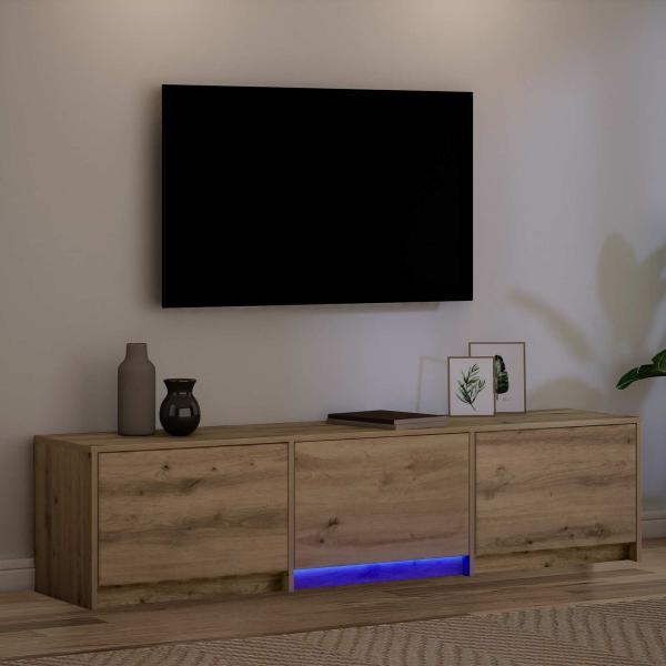 Fernsehschrank mit LED 165 x 34 x 40 cm Kunsthandwerk Eiche