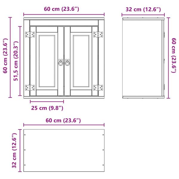 Schrank mit Regal Honig 60 x 32 x 40 cm Massives Kiefernholz