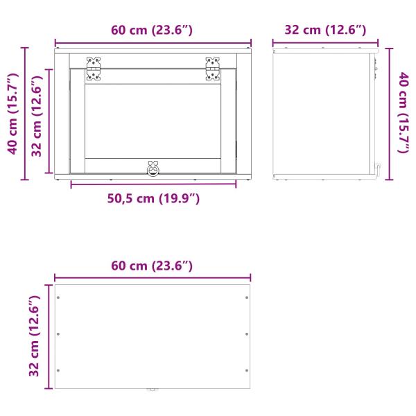 Schrank mit Speicher Honig 60 x 32 x 40 cm Massives Kiefernholz