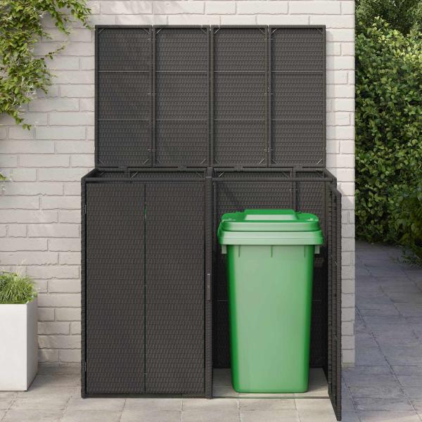 Mülltonnenbox 2 pcs Schwarz 65 x 80 x 115 cm Polyethylen