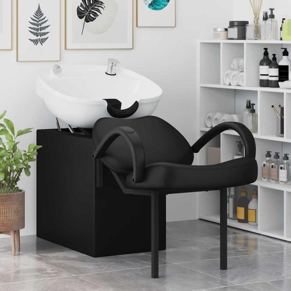 Shampoo Stuhl Schwarz und Weiß 63 x 141 x 92 cm PVC