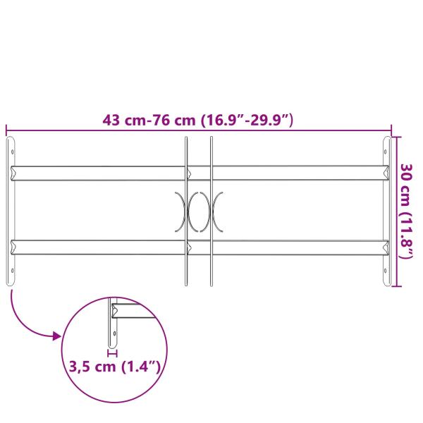 Fenstergitter Schwarz 76 x 30 cm Pulverbeschichteter Stahl