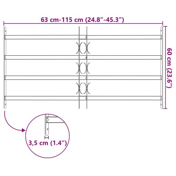 Fenstergitter Schwarz 115 x 60 cm Pulverbeschichteter Stahl