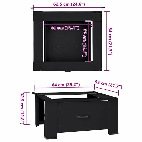 Waschmaschinen-Podest Schwarz 64 x 55 x 32,5 cm Stahl