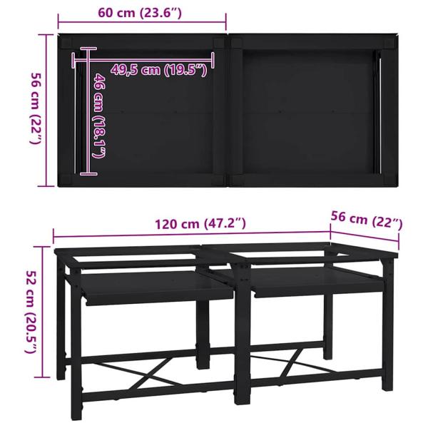 Waschmaschinen-Podest 2 pcs Schwarz 64 x 55 x 32,5 cm Stahl