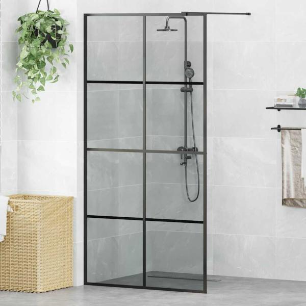 ARDEBO.de - Walk-in Duschwand Schwarz 100 x 195 cm Gehärtetes Glas