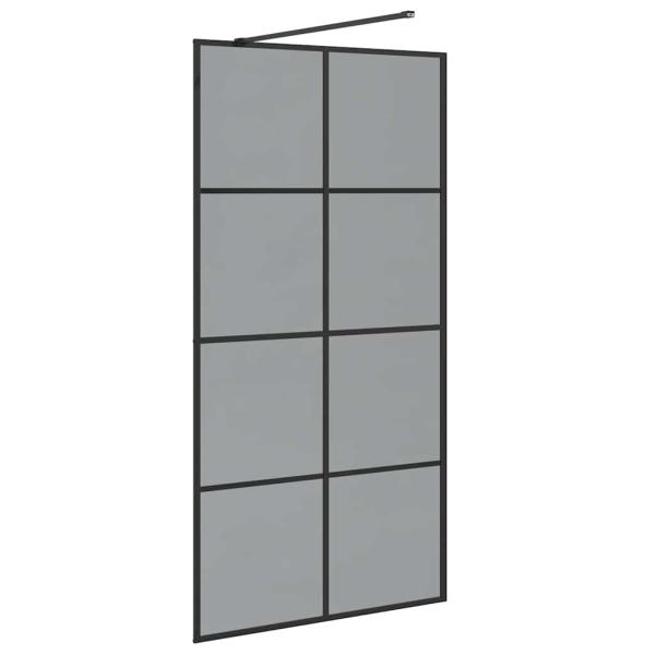 Walk-in Duschwand Schwarz 100 x 195 cm Gehärtetes Glas