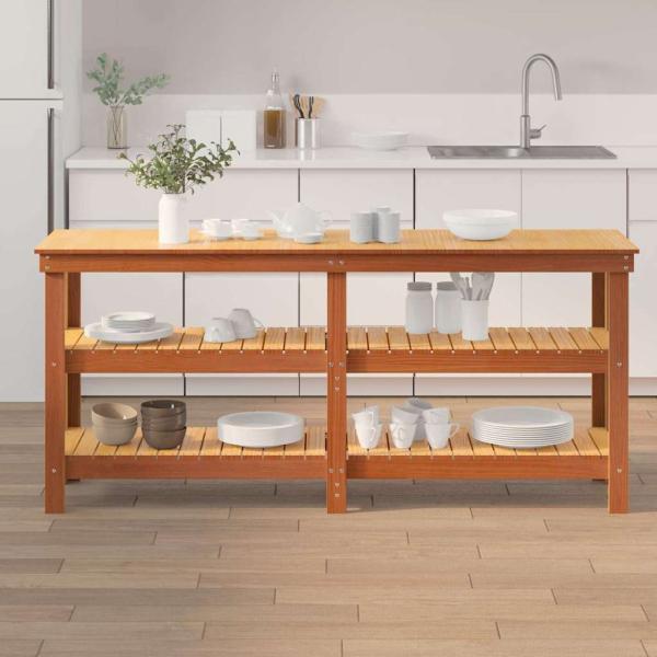 Werkbank Wachsbraun 181,5 x 50 x 80 cm Massives Kiefernholz