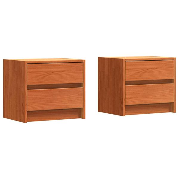 Nachttische 2 pcs Wachsbraun 40 x 30.5 x 35.5 cm Kiefernholz