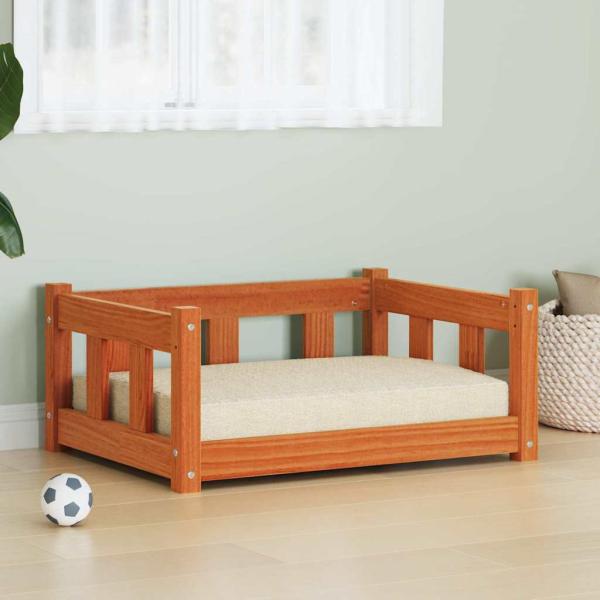 ARDEBO.de - Hundebett Wachsbraun 65,5 x 50,5 x 28 cm Massives Kiefernholz