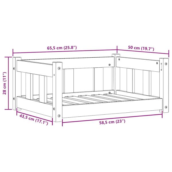 Hundebett Wachsbraun 65,5 x 50,5 x 28 cm Massives Kiefernholz