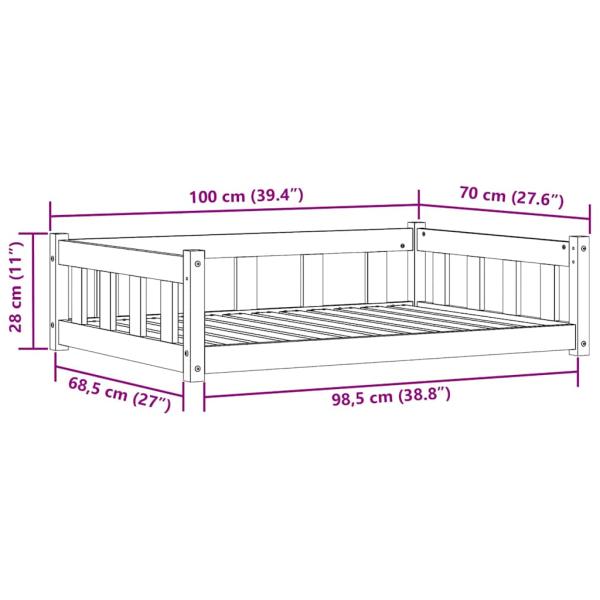 Hundebett Wachsbraun 55 x 45 x 28 cm Massives Kiefernholz