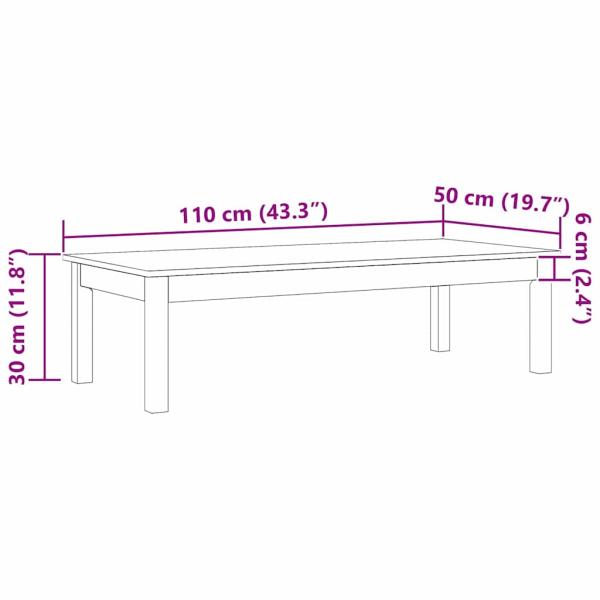 Couchtisch Max Braun 110 x 50 x 30 cm Massives Kiefernholz