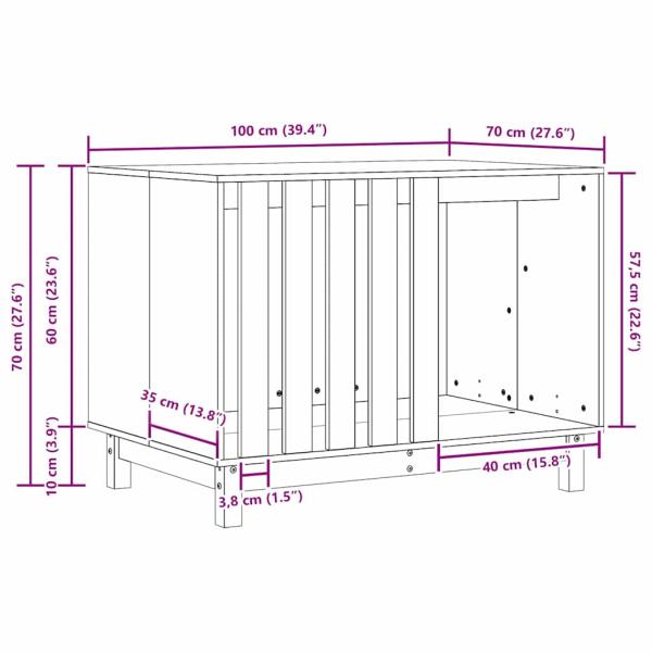 Hundehütte Wachsbraun 100 x 70 x 70 cm Massives Kiefernholz