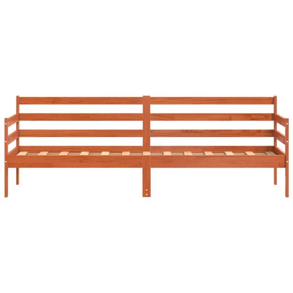 Tagesbett mit Kopfteil Wachsbraun Massives Kiefernholz