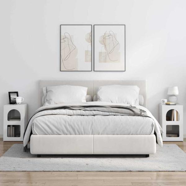 Nachttisch 2 pcs Hochglanz Weiß 29,5 x 35 x 50 cm Holzwerkstoff