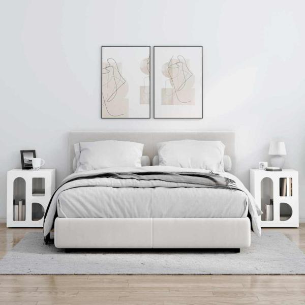 Nachttisch 2 pcs Hochglanz Weiß 40 x 35 x 50 cm Holzwerkstoff