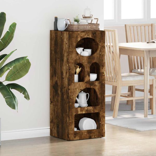 ARDEBO.de - Sideboard Geräucherte Eiche 40 x 35 x 100,5 cm Holzwerkstoff