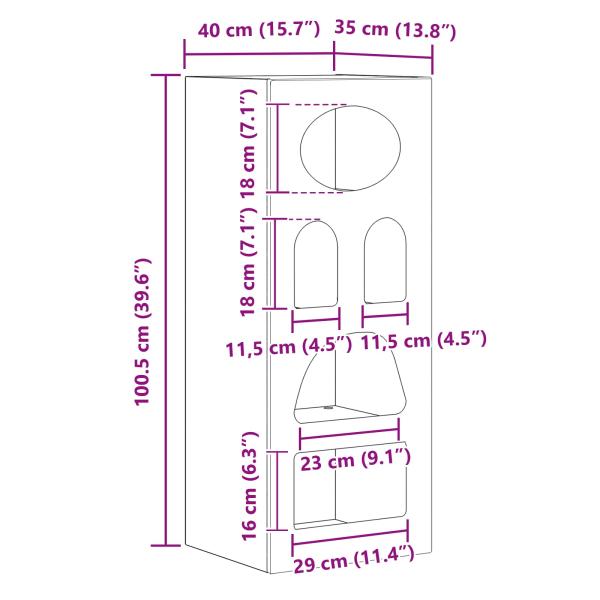 Sideboard Geräucherte Eiche 40 x 35 x 100,5 cm Holzwerkstoff