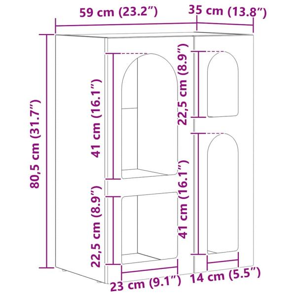 Sideboard Graues Sonoma 59 x 35 x 80,5 cm Holzwerkstoff