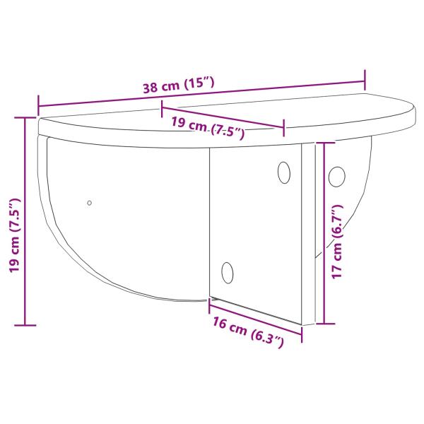 Wandregal 2 pcs Beton Grau 38 x 19 x 19 cm Holzwerkstoff
