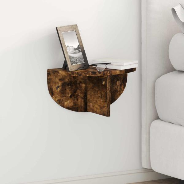 ARDEBO.de - Wandregal 2 pcs Geräucherte Eiche 38 x 19 x 19 cm Holzwerkstoff