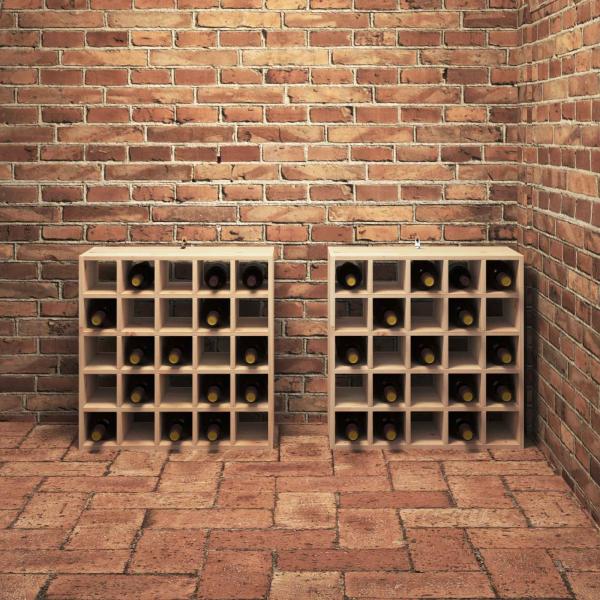 Weinregal 2 pcs Natur 56 x 25 x 56 cm Massives Kiefernholz