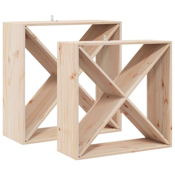 Weinregal 2 pcs Natur 62 x 25 x 62 cm Massives Kiefernholz