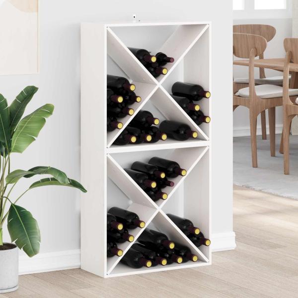ARDEBO.de - Weinregal 2 pcs Weiß 62 x 25 x 62 cm Massives Kiefernholz