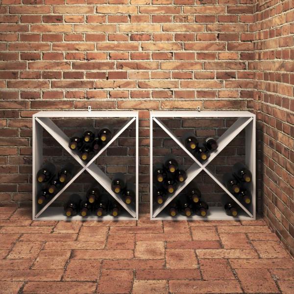 Weinregal 2 pcs Weiß 62 x 25 x 62 cm Massives Kiefernholz