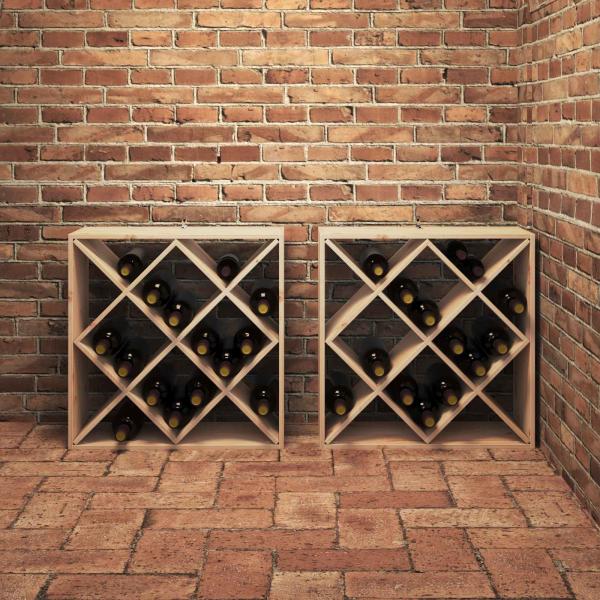 Weinregal 2 pcs Natur 62 x 25 x 62 cm Massives Kiefernholz