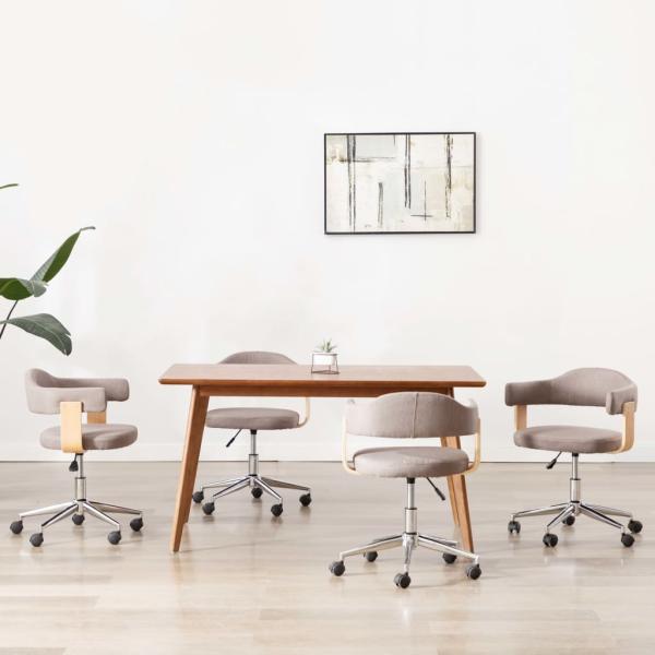 ARDEBO.de - Drehbare Esszimmerstühle 4 Stk. Taupe Bugholz und Stoff