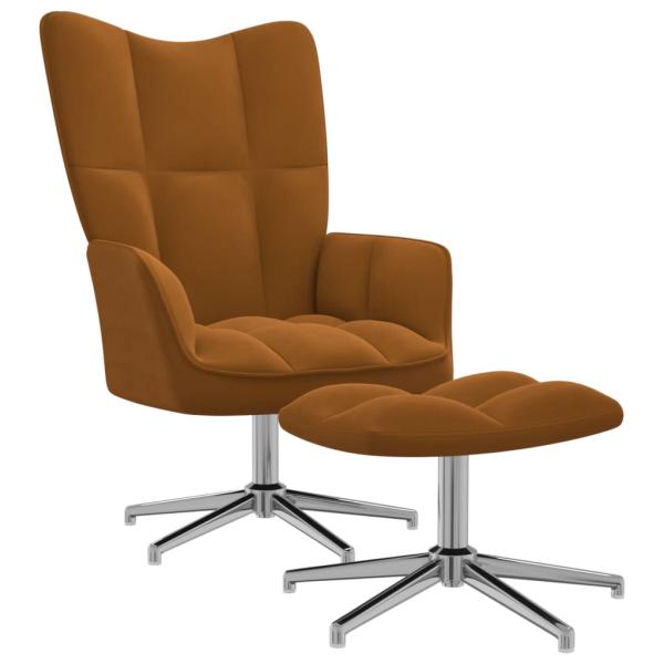 ARDEBO.de - Relaxsessel mit Hocker Braun Samt