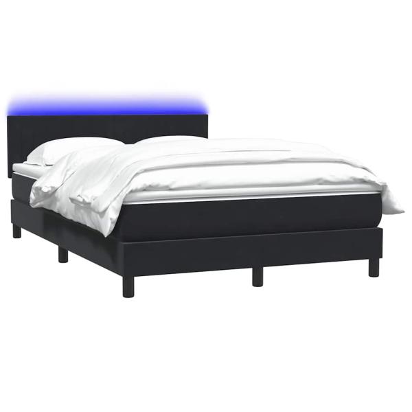 Boxspringbett mit Matratze & LED Schwarz 160x220 cm Samt