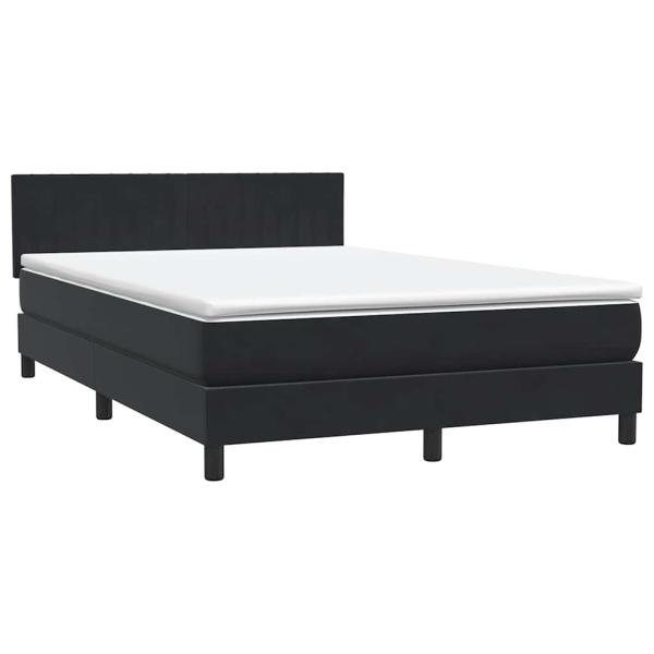 Boxspringbett mit Matratze & LED Schwarz 160x220 cm Samt