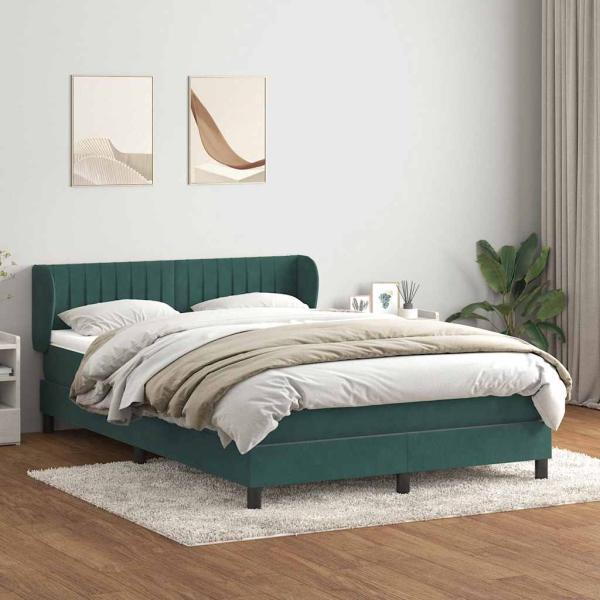 ARDEBO.de - Boxspringbett mit Matratze Dunkelgrün 160x220 cm Samt