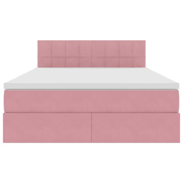 Bett mit Stauraum und LED mit Matratze Rosa 140 x 190 cm Samt