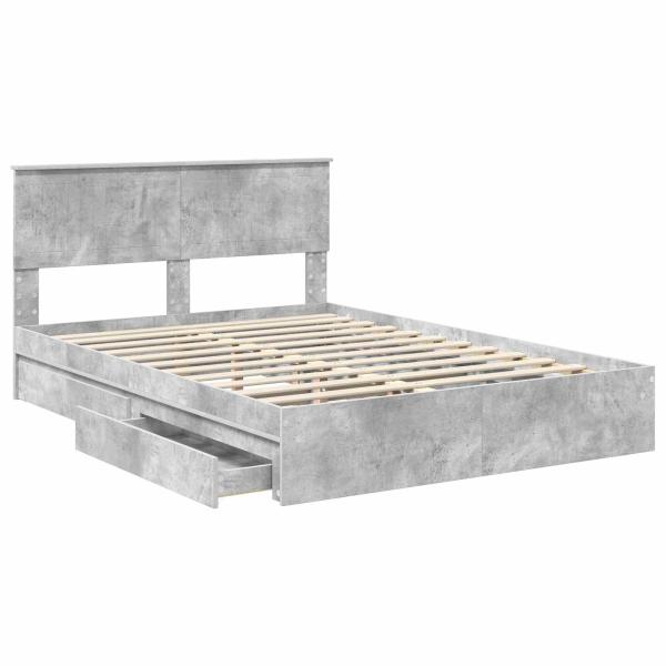 Aufbewahrungsbett Beton Grau 135 x 190 cm Holzwerkstoff